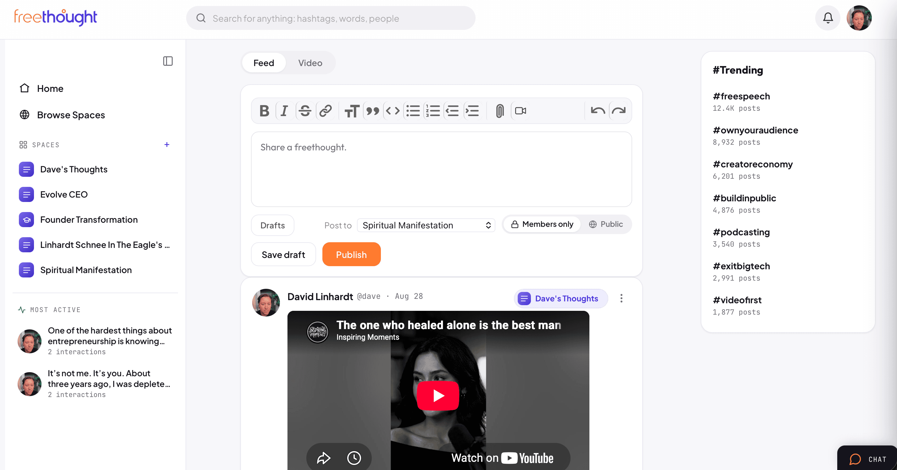 Freethought — Feed & composer